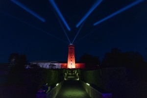 The tower all lit up for a private event