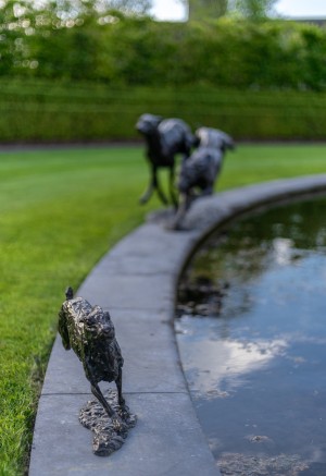 Bronze animals at the ponds edge